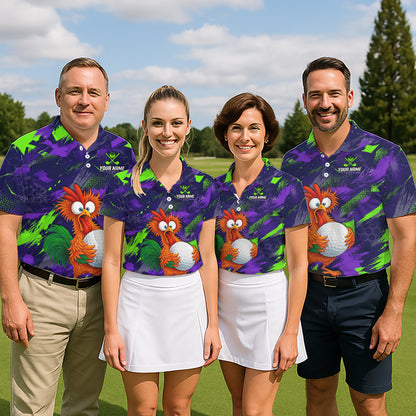 Personalized Funny Chicken Golf Polo Shirt Custom Team Name Golf Gift For Men NHT1246