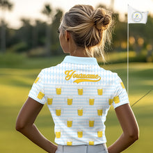 Load image into Gallery viewer, Funny Skull Golf Polo Shirts Beer Blue Argyle Pattern Custom Name Skull Playing Golf Apparel NBT629