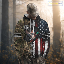 Load image into Gallery viewer, Mallard Duck Hunting Waterfowl Camo with US Flag Custom Name Hunting Gift NHT154
