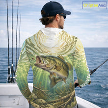 Load image into Gallery viewer, Largemouth Bass Fishing Jerseys For Men, Personalized Bass Long Sleeve Hooded Fishing Shirts NHT807