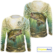 Load image into Gallery viewer, Largemouth Bass Fishing Jerseys For Men, Personalized Bass Long Sleeve Fishing Shirts NHT807