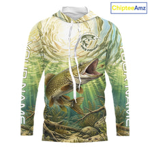 Load image into Gallery viewer, Northern Pike Fishing Jerseys For Men, Personalized Northern Pike Long Sleeve Hooded Fishing Shirts NHT808