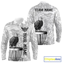 Load image into Gallery viewer, Custom Bald Eagle Mens Disc Golf Polo Shirt, Personalized Team Name Disc Golf Shirt NHT815
