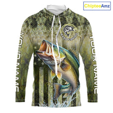 Load image into Gallery viewer, Custom Bass Fishing Shirt 3D Personalized Team Name Long Sleeve Hooded UV Protection Fishing Jersey For Men