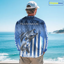 Load image into Gallery viewer, Custom Bass Fishing Shirt 3D Personalized Team Name Long Sleeve UV Protection Fishing Jersey|Blue 