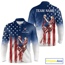 Load image into Gallery viewer, Custom American Flag Ostrich Long Sleeve Mens Golf Polo Shirt – Funny Patriotic Golf Team Shirt Personalized Gift 