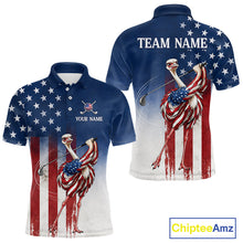 Load image into Gallery viewer, Custom American Flag Ostrich Mens Golf Polo Shirt – Funny Patriotic Golf Team Shirt Personalized Gift 