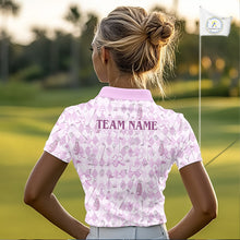 Load image into Gallery viewer, Custom Women’s Long Sleeve Golf Polo Shirt Lucky Shamrock Argyle Pattern Personalized Team Name
