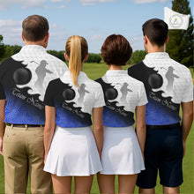 Load image into Gallery viewer, Custom Womens Golf Polo Shirt Blue Black Gradient, Personalized Name Golf Shirt, Gift For Golfer NHT826