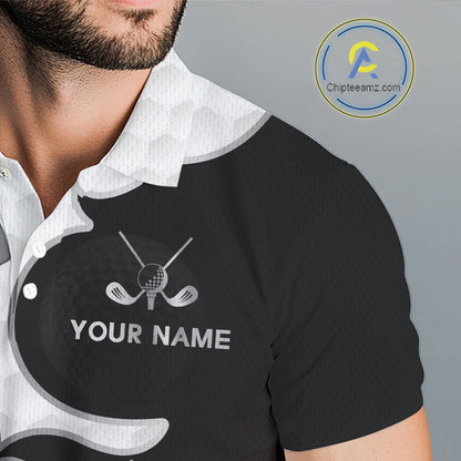 Custom Mens Golf Polo Shirt Red Black Gradient, Personalized Name Golf Shirt, Gift For Golfer NHT827