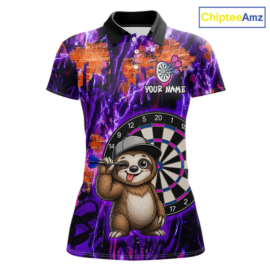Funny Sloth Dartboard Jersey For Women Dart Team Shirts Dart League Polo & 1/4 Zip 