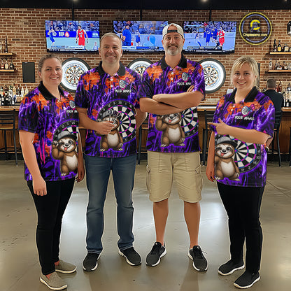 Funny Sloth Dartboard Jersey For Men Dart Team Shirts Dart League Polo & 1/4 Zip NHT1136