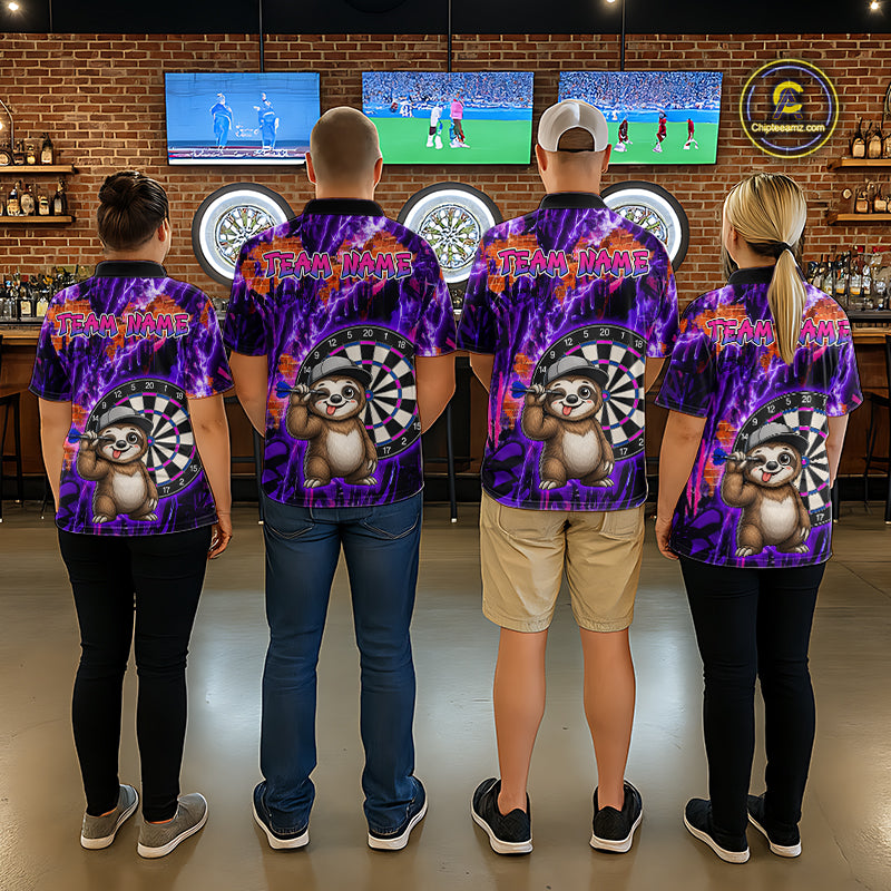 Funny Sloth Dartboard Jersey For Women Dart Team Shirts Dart League Polo & 1/4 Zip NHT1136