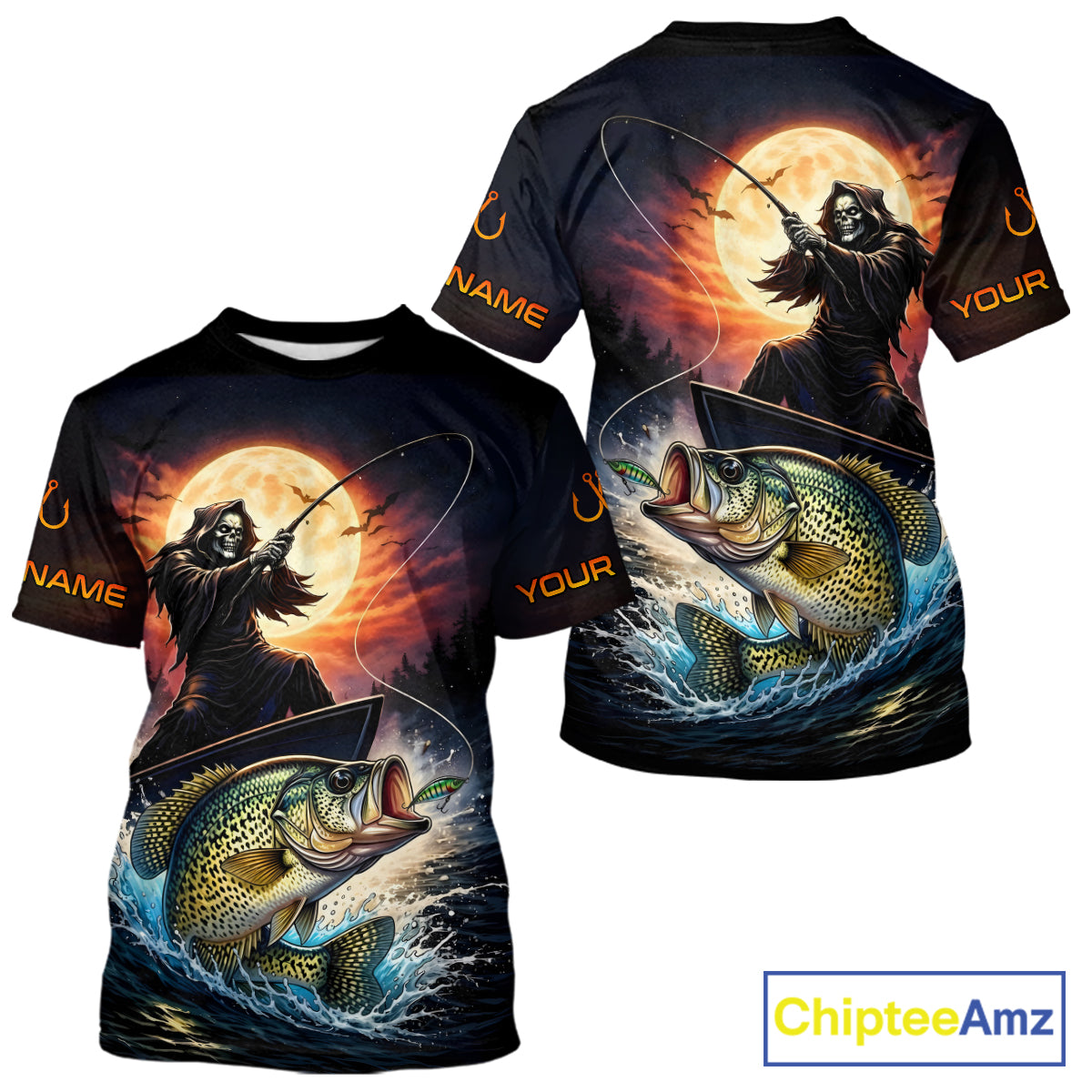 Personalized Fish Reaper Fishing Shirts Jerseys, Fish Reaper Sunset Crappie Fishing Shirts T - Shirt NHT831