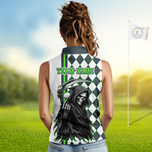 Load image into Gallery viewer, Person wearing a sleeveless shirt with a grim reaper design and 'Team Name' text on a golf course.