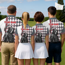 Load image into Gallery viewer, Personalized Skeleton Golf Polo Shirt For Womens - Funny Grim Reaper Golf Team Polo|Red NHT1155