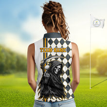 Load image into Gallery viewer, Person wearing a sleeveless shirt with a grim reaper design and 'Team Name' text on a golf course.