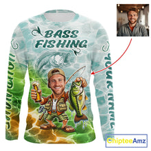 Load image into Gallery viewer, Custom Photo Funny Bass Fishing Shirts Long Sleeve For Men, Fishing Team Jersey NHT642