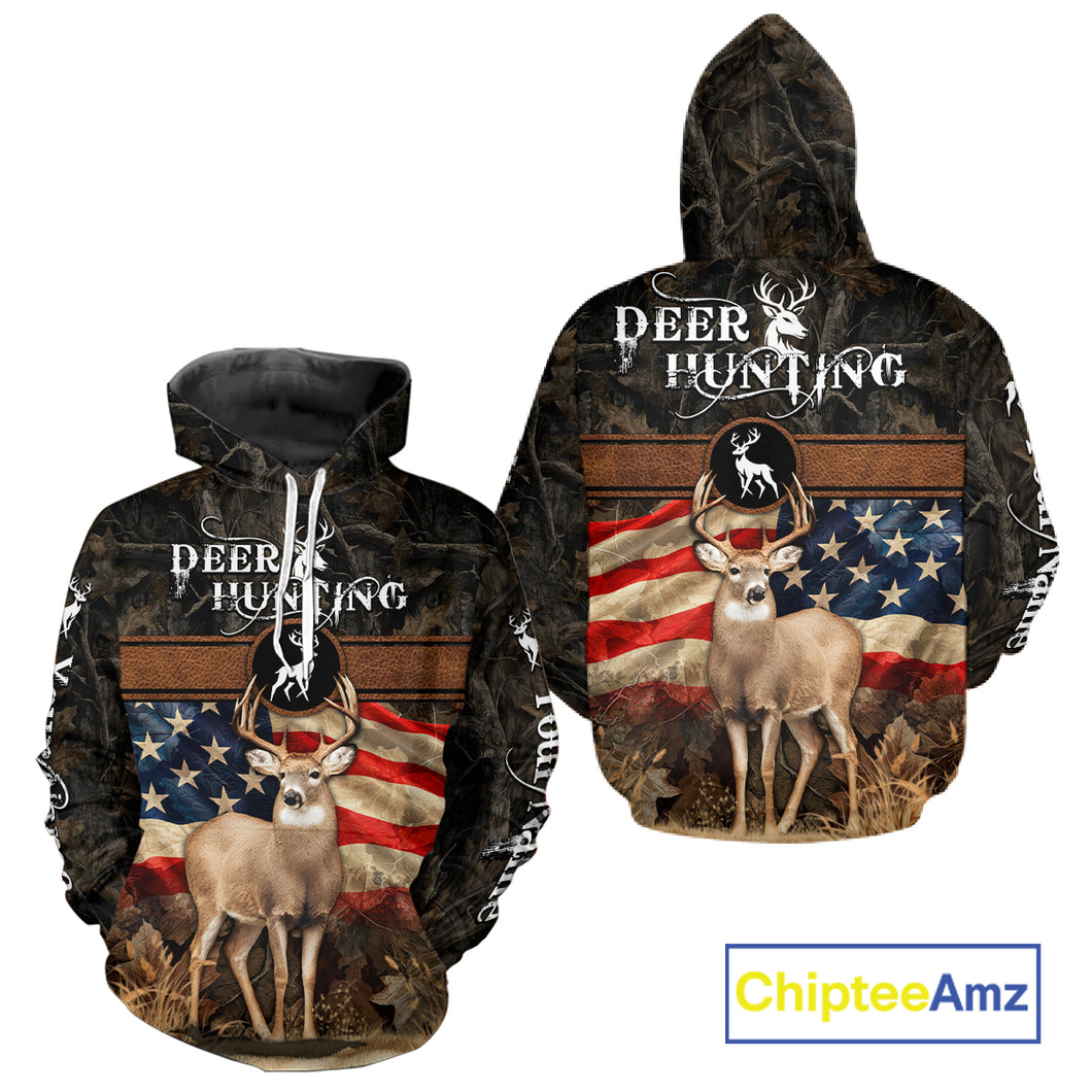 Mule Deer US Flag 3D All Over Print Shirts, Personalized Hunting Gifts For Deer Hunters NHT191