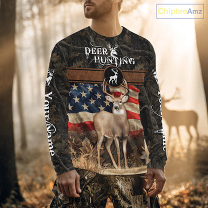 Deer US Flag 3D All Over Print Shirts, Personalized Hunting Gifts For Deer Hunters NHT191