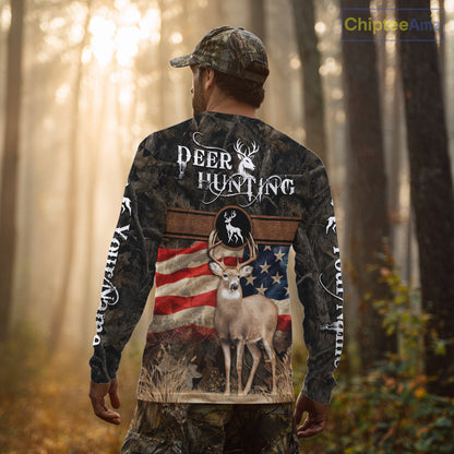 Deer US Flag 3D All Over Print Shirts, Personalized Hunting Gifts For Deer Hunters NHT191