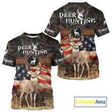 Load image into Gallery viewer, Mule Deer US Flag 3D All Over Print Shirts, Personalized Hunting Gifts For Deer Hunters NHT191