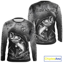Load image into Gallery viewer, Gray Camo Bass Fishing Custom Long Sleeve Tournament Fishing Shirts, Fishing Shirt For Men NHT442