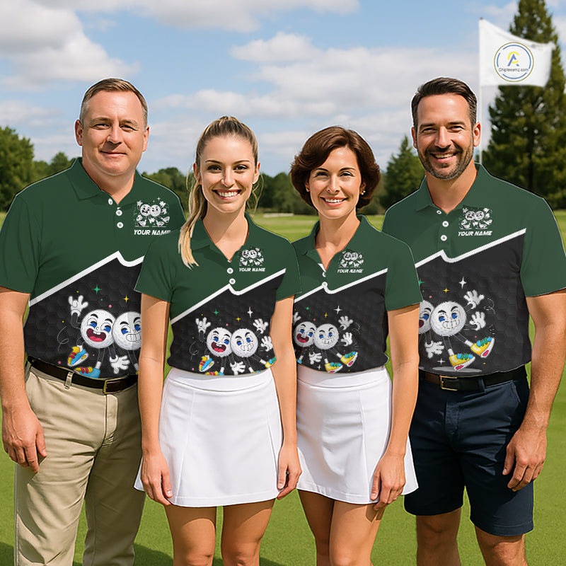 Custom Green And Black Womens Golf Polo Shirt, Custom Golf Balls Team Jerseys NHT865