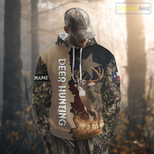 Load image into Gallery viewer, Season Deer Hunting Shirt Texas Flag 3D Custom Name Whitetail Deer Clothes For Hunters NHT93