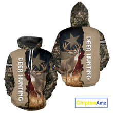 Load image into Gallery viewer, Season Deer Hunting Shirt Texas Flag 3D Custom Name Whitetail Deer Clothes For Hunters NHT93
