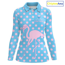 Load image into Gallery viewer, Women's Flamingo Golf Polo Shirt – Personalized Pink Flamingo Golf Jersey With Custom Name