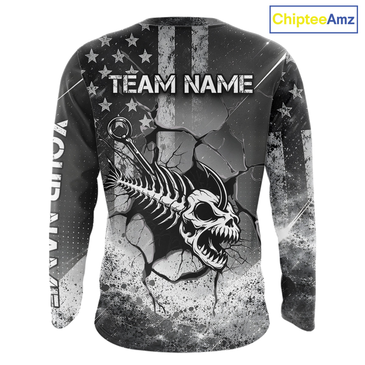 American Flag Fishing Fish Hook Skull Personalized Fishing Shirts, Patriotic Fishing Shirt Gift For Men NHT665