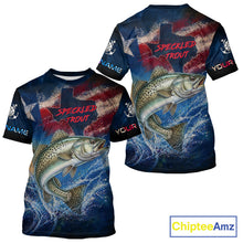 Load image into Gallery viewer, Texas Flag Speckled Trout Short Sleeve Fishing T-Shirts Fishing Jersey, Trout Saltwater Performance UV Shirt For Men 