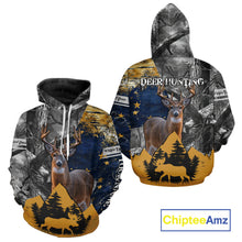 Load image into Gallery viewer, WhiteTails Deer Hunting Alaska Flag with Custom Name, Camo Gray Camouflage Details  NHT09
