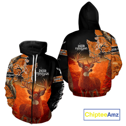 Best Custom Deer Hunting Shirt 3D All Over Print Autumn Forest Big Buck Personalized Gifts NHT35