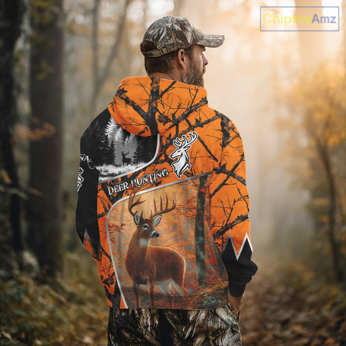 Beautiful Deer hunting Orange Camouflage custom Name Full printing Shirts Gifts For Men NHT39