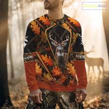 Load image into Gallery viewer, Personalized Whitetail Deer Hunting 3D All Over Printed Hoodie Orange Autumn Leaves Camo NHT43