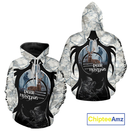 Best Buck Deer Hunting Clothes Winter Camo Grim Reaper Design Custom Name For Hunters NHT44