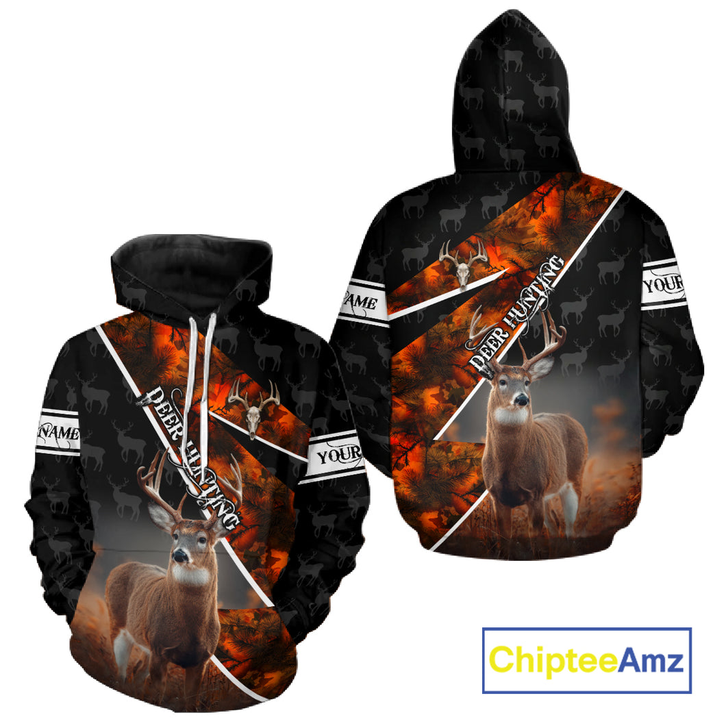 Best Whitetail Deer Hunting Shirt Custom Name Black Orange Camo Gift For Hunters Hunting Gift NHT53