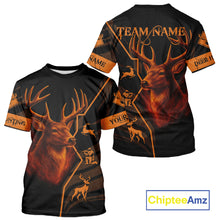 Load image into Gallery viewer, Black Orange Deer Hunting Shirt Personalized Custom Name 3D Full Print For Deer Hunters NHT57