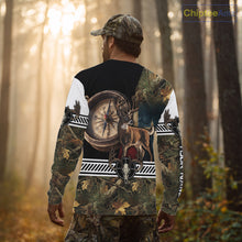 Load image into Gallery viewer, Deer Hunting Shirt Compass Design Forest Camo Custom Name Whitetail Deer Hunting Clothes NHT85