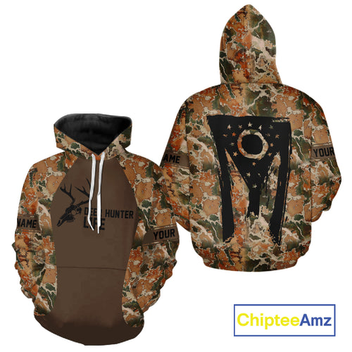 Beautiful Deer Hunting Shirt Camo Ohio Flag Deer Hunter Life Custom Name Hunting Gift NHT96