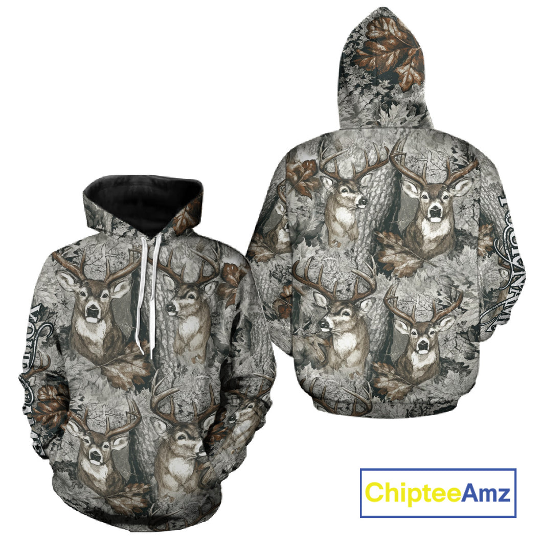 Beautiful Deer Hunting Shirt Pattern Deer Camo Custom Name 3D All Over Printed Hunting Gift NHT88