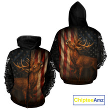 Load image into Gallery viewer, Best Season Deer Hunting Shirt Black with US Flag 3D Custom Name Clothes For Hunters NHT92