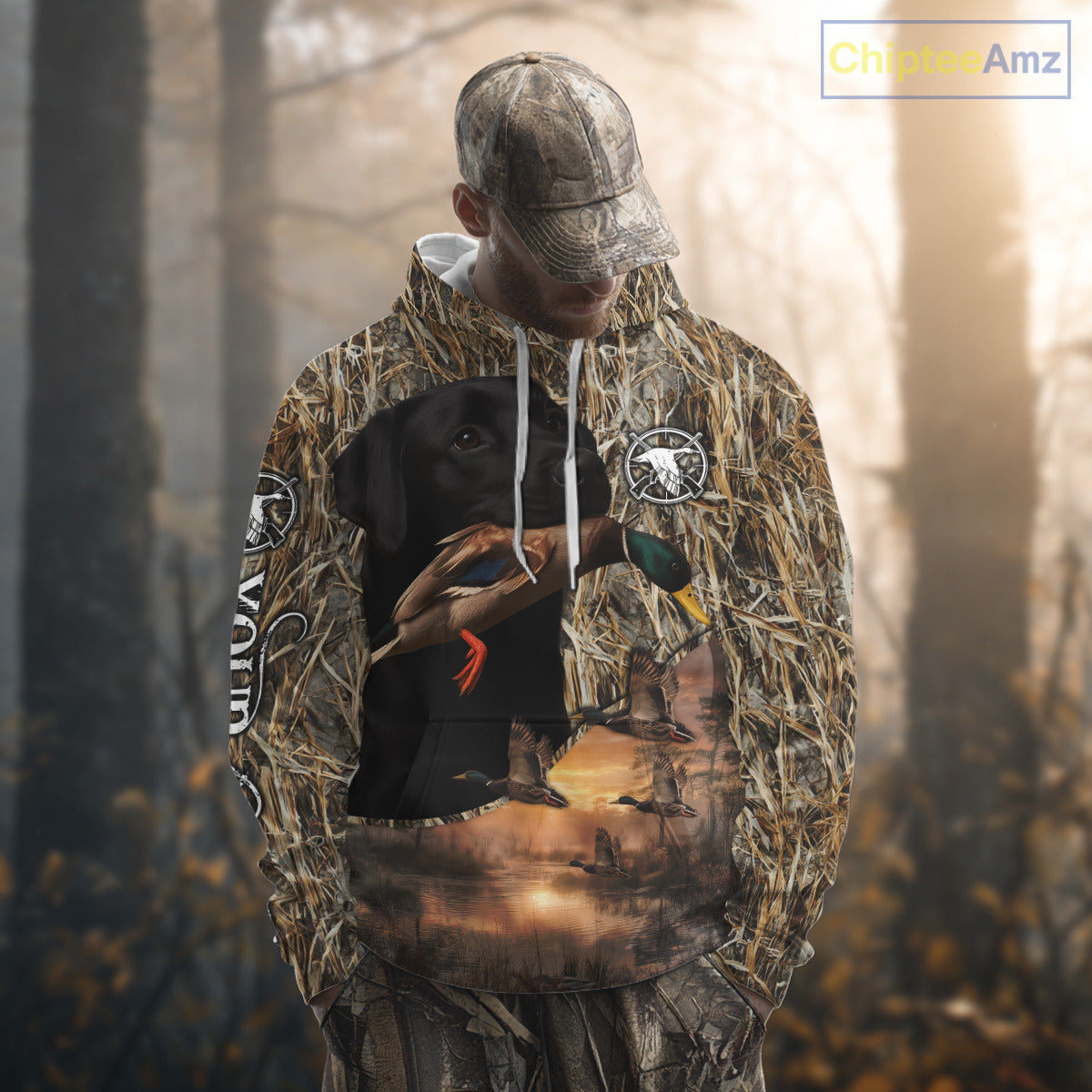 Duck Hunting Shirt Camo with Labrador Retriever Black 3D All Over Printing Shirts for Men NHT95