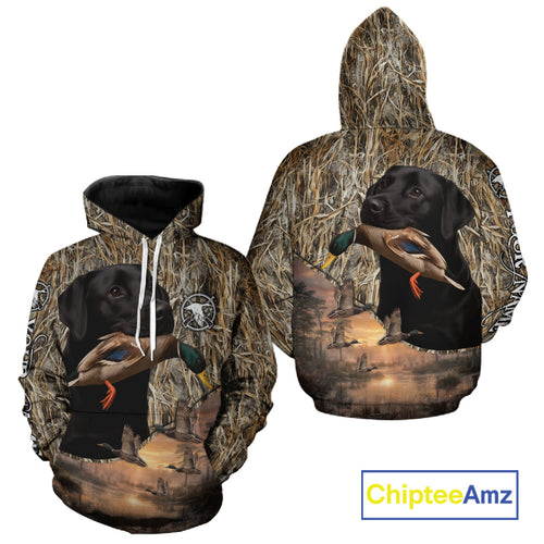 Duck Hunting Shirt Camo with Labrador Retriever Black 3D All Over Printing Shirts for Men NHT95