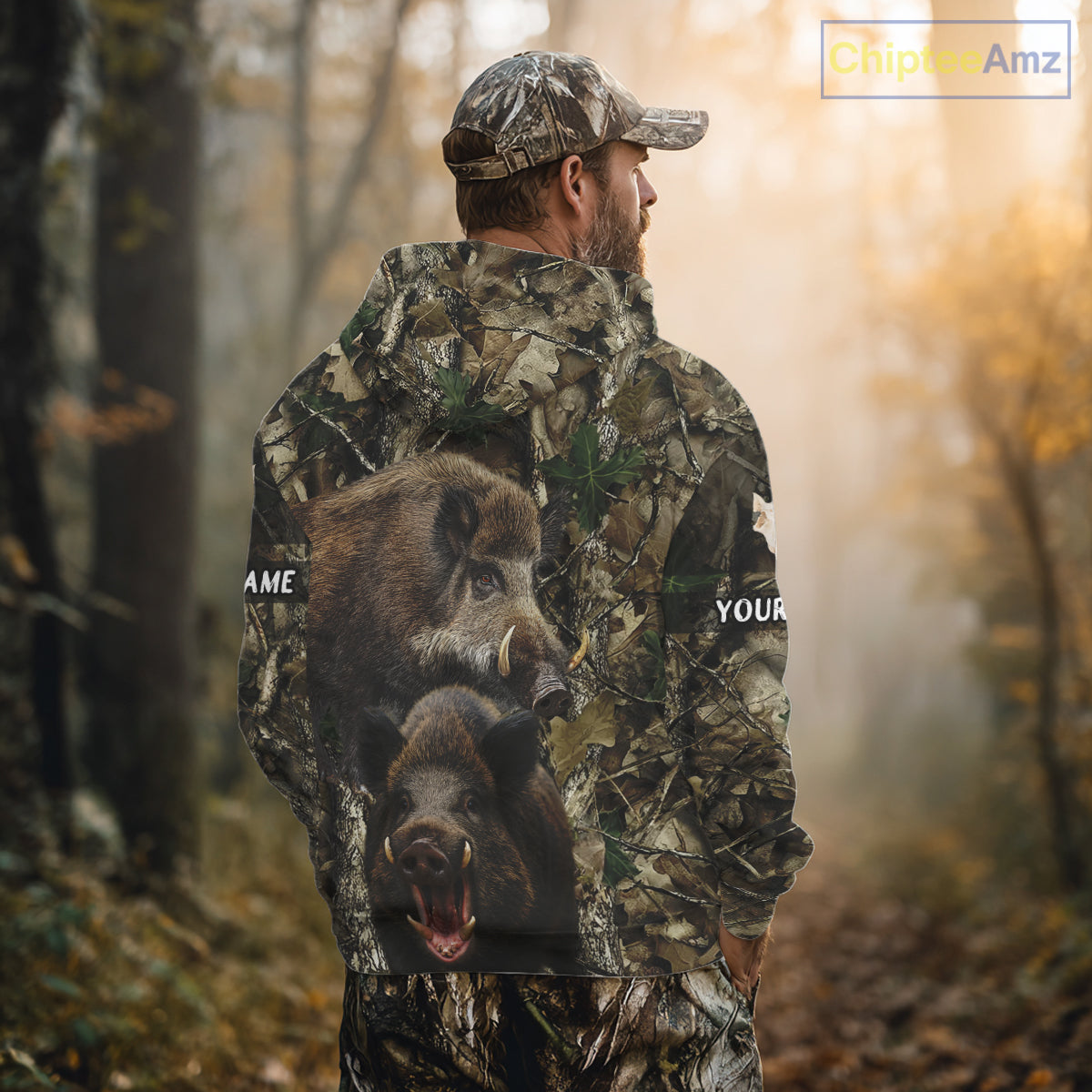 Camouflage Hunting Animals Wild Boar 3D All Over Printed Shirt – Custom Name & Hunting Gift NHT108