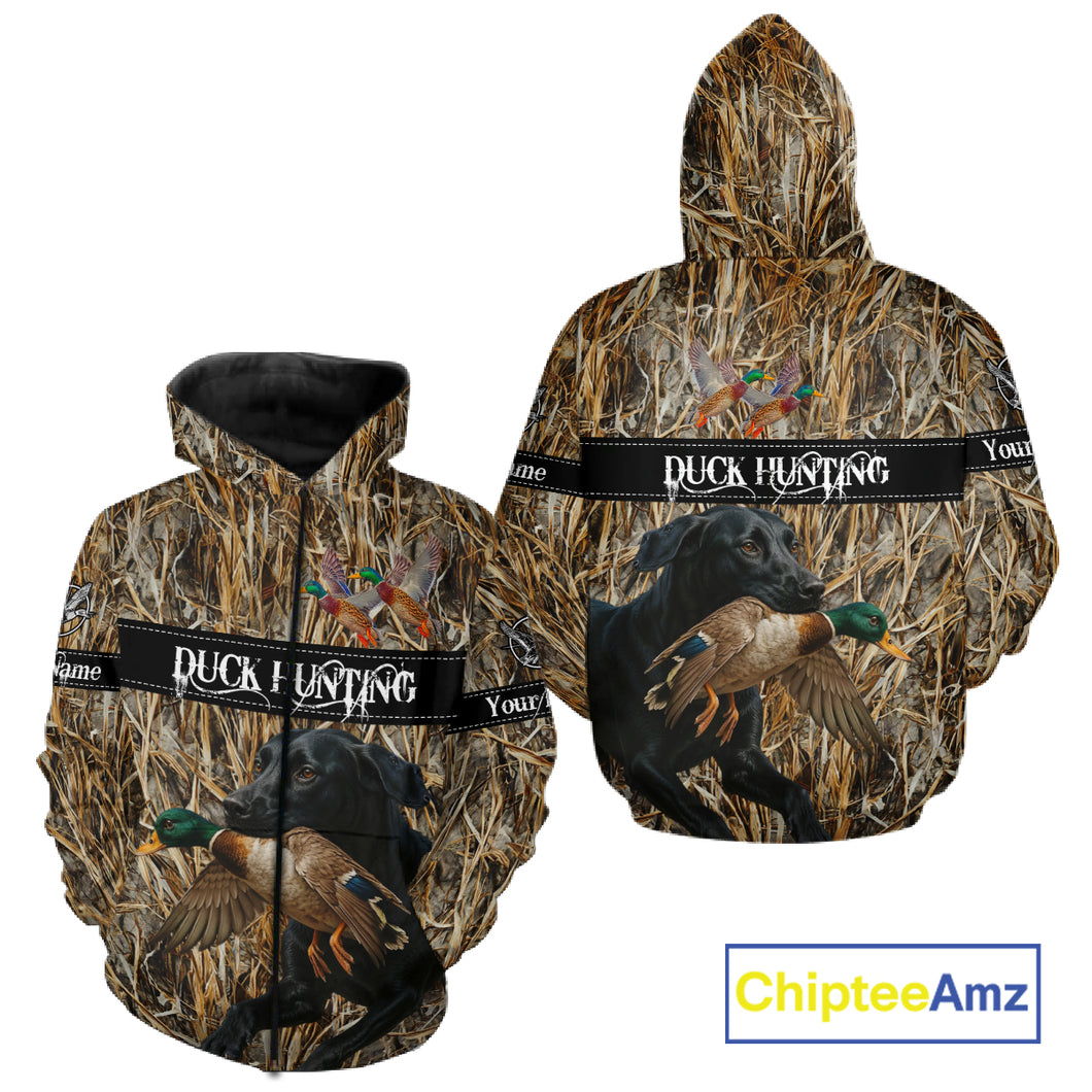 Duck Hunting Shirts With Black Labrador Retriever Dog Shirts Personalized Hunting Clothes NHT115