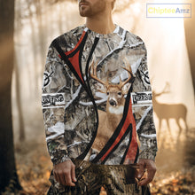 Load image into Gallery viewer, Whitetail Deer Hunting Shirt Custom Name Snow Camo, Season Deer Hunting Clothes For Men NHT80
