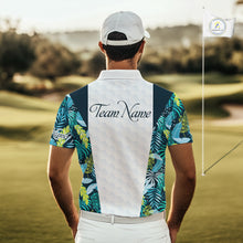 Load image into Gallery viewer, Personalized Green Tropical Plants Pattern Mens Golf Polo Shirts Custom Mens Golf Tops NHT689